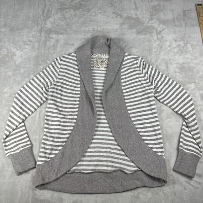 Element Cardigan Sweater Adult Small White Gray Stripe Open Boho Cabincore Y2K - Image 1 of 4