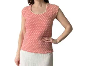 1970's Vintage Hand Knitted Peachy Pink & White Wool Tank Top Sweater Vest AS IS - Picture 1 of 7