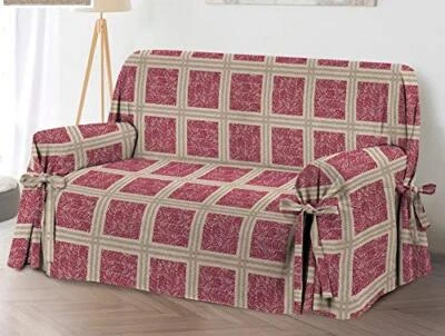 Copri Divano Poltrona Salvadivano Tartan Panama Cotone con laccetti 1-2-3Posti   - Immagine 1 di 4