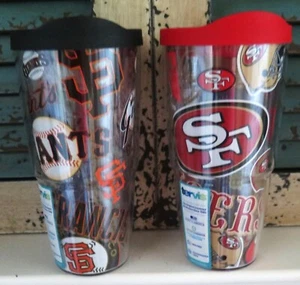 TWO (2) BEAUTIFUL, SAN FRANCISCO 49ers/SAN GIANTS, 24oz TERVIS TUMBLERS - Picture 1 of 7