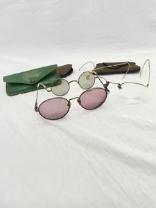 Gafas vintage/antiguas 12k GF/estuche de cuero Wilson gris/rosa Gunmetal - Imagen 1 de 23