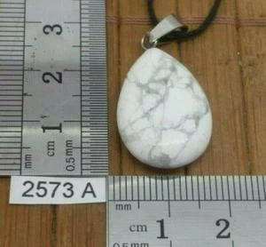 Pendentif HOWLITE + cordon reglable mineraux pierre semi precieuse bijou reiki  - Picture 1 of 2