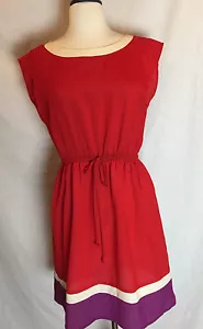 Robe sans manches doublée rouge violet et crème taille M BE BOP cordon taille 8 10 - Photo 1/6