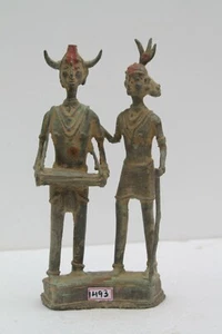 Antiguo Hecho a Mano Tribal Bastar Hombre Mujer Estatuilla Rich Patina NH1493 - Imagen 1 de 11