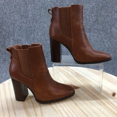 Justfab Botas Mujer 7 Maurra Chelsea Botín Marrón Imitación Cuero PullOn Tobillo Top Foto 1 de 4