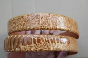 Cinturón de piel de cuero genuino marrón con pierna de avestruz para hombre - W 1,3 pulgadas - Imagen 1 de 5