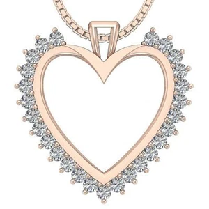 Heart Pendant Necklace VVS1 E 0.70 Ct Natural Diamond 14K White Yellow Rose Gold - Picture 1 of 10