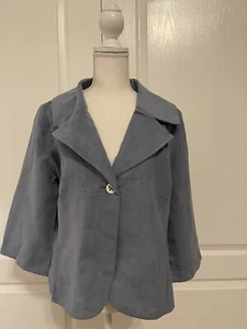 Vintage BLEU Woman's jacket size M Lightweight Suede Like Chambray Blue Color - Picture 1 of 5