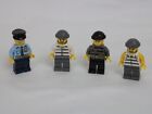 LEGO Cops & Robbers Mini Figure Lot x4 - 1 Cop - 3 Robbers With Hats