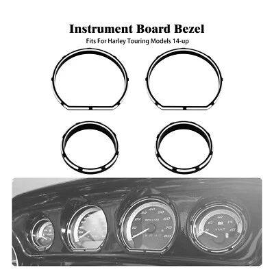 4x CNC Black Burst Instrument Gauge Bezel Board for Harley Electra Glide 2014-23 - Image 1 of 4