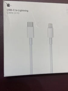 Apple Lightning Male to USB Type-C Male Cable (2 M) MKQ42AM/A Model A1702 White - Picture 1 of 7