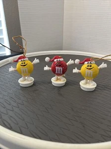 M & M Christmas Tree Ornaments Plastic 3” (candy Toppers) Set Of 3 - Picture 1 of 6