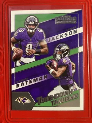 2022 Panini Contenders Emerald Touchdown Tandems Jackson/Bateman #TDT-LJA - Image 1 of 2