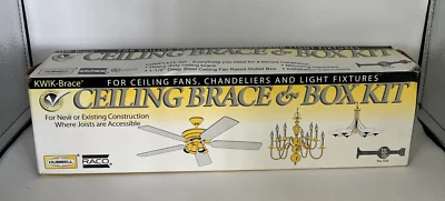Hubbell- RACO Ceiling FAN & LIGHT FIXTURE Brace -Box Kit With Kwik-Brace 926 NEW - Image 1 of 4