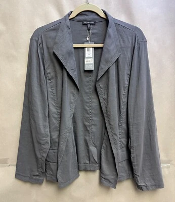 NWT $278 Eileen Fisher Linen Viscose Spandex Ash Standard Collar Jacket Size XL - Image 1 of 4