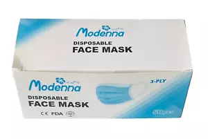 ONE BOX/50 PCS DISPOSABLE 3-PLY FACE MASK BLUE-Non-woven Fabric/SEALED - Picture 1 of 7