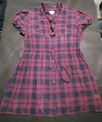 Vestido camisero utilitario a cuadros Converse One Star - XL - Borgoña/Negro Foto 1 de 4