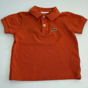 Lacoste Toddler Size 3 Pique Logo Polo Shirt Top Short Sleeve Collared Orange - Picture 1 of 6