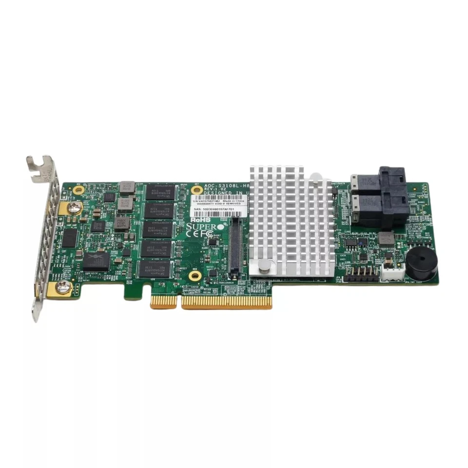 Supermicro AOC-S3108L-H8IR-16DD 2GB LP PCIe 2.0-x8 12G SAS RAID Controller - Image 1 of 3