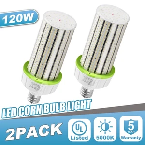 2Pack LED Corn Bulb Light 120W 100-277V 5000K E39 Base Warehouse Garage Lighting - Picture 1 of 12