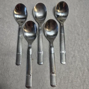 Ikea Vinjett Stainless Flatware Retro Circle Design Teaspoons Set Of 5 - Picture 1 of 6