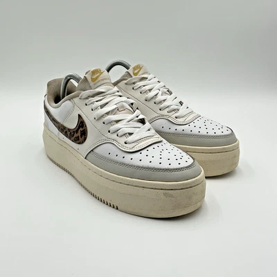 NIKE Court Vision Alta (Size 11 Women) Platform Sneaker Shoes White Leopard #747 - Image 1 of 4