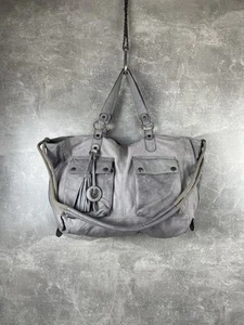 Belstaff Logo Leather Avant Garde Gray Leather Tote Shoulder Bag Made in Italy - Picture 1 of 9