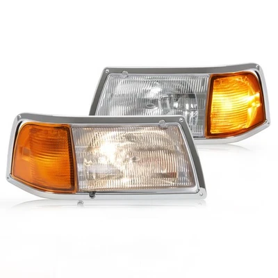 Par de faros con ajustadores bisel de luz de esquina compatible con Peterbilt 375 385 Foto 1 de 4