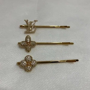 Louis Vuitton LV Hairpin Barrette Hair Accessory Floral Motif Gold from japan - Picture 1 of 3