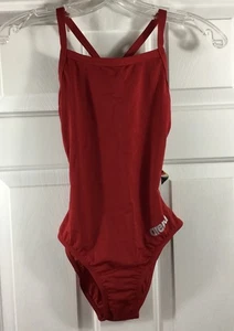 Arena Team Swimsuit Women's Size 28 One Piece Red Carvico Fabric Bathing Suit - Picture 1 of 10