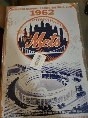 1962 New York National League Baseball Club Official Program VTG Style Tin Sign  - Image 1 of 3
