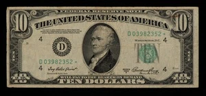 FR 2011-D* $10 1950 A Federal Reserve Note US - Star Note - SKU-CA1316 - Picture 1 of 2