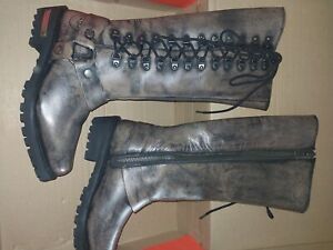 Milwaukee Womens Distressed Brown Harness Square Toe Boots MBL9368 SZ 8.5