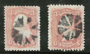 Sc #65 HEARTS & WEDGES Fancy Cancel 3 Cent Washington 1861 Civil War US 44F12 - Picture 1 of 3