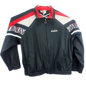 Diadora Mens Foot Ball Coll. Training Jacket SizeXL L/S Full Zip Black/Red/White - Picture 1 of 14