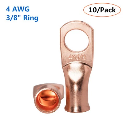 10Pcs Wire Ring Terminal Copper 4 AWG Gauge 3/8" Connectors Car Audio Terminals - Image 1 of 4