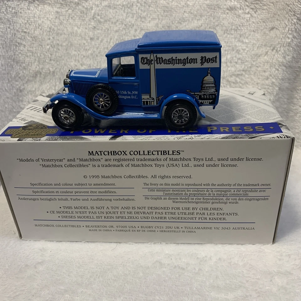 Matchbox Yesteryear 1930 Model a Ford Van Washington Post YPP08 Power Press