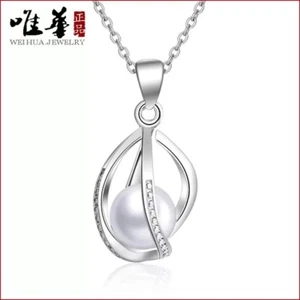 925 Freshwater Pearl Twist Cage Sterling Silver Pendant Necklace, Chain Gift - Picture 1 of 3
