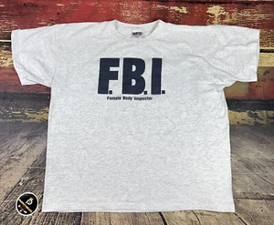 Vintage FBI Female Body Inspector Shirt Mens XXL 2XL Made In USA Gray 90s Y2K - Picture 1 of 9