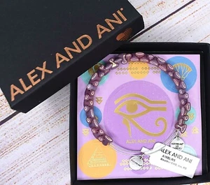 NEW NWT Alex and Ani Boulder Iris Purple Beaded Silver Bracelet W/ Box & Card - Picture 1 of 3