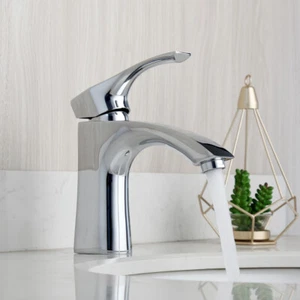 Mango único / agujero Grifo de lavabo Grifo de freno Acabado cromado Grifo mezclador de tocador de baño - Imagen 1 de 9
