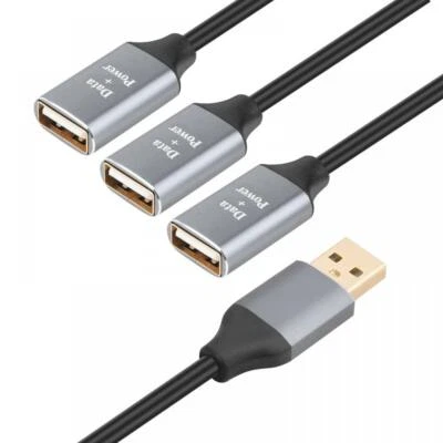 USB 2.0 A Male to 3 x Female Ports Data Charge Hub Splitter Cable - 2m - Image 1 of 4