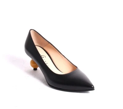 Gibellieri 1990r Black / Yellow Leather Pointy Heel Pump 39.5 / US 9.5 - Image 1 of 4