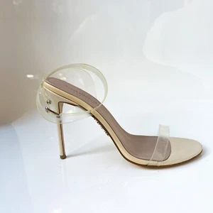 $165 House of CB Clear Nude Strappy High Heel Sandals Dressy Stiletto 9US   - Picture 1 of 16
