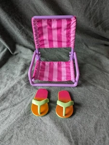 18 Zoll Puppe Strand American Mädchen Klappstuhl Flip Flop Schuhe Set gestreift lila 2p - Bild 1 von 12
