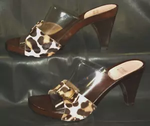 Stuart Weitzman Mujer Estampado Leopardo Piel con Tachuelas Ribete Mula Zueco Sandalias Talla 8M - Imagen 1 de 5
