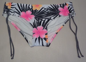 Coco Rave Size Large DRAWCORD CLASSIC Black Multicolor Floral New Bikini Bottom - Picture 1 of 19