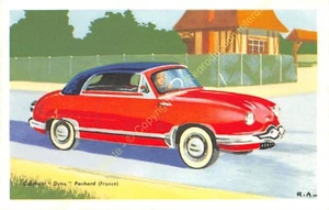 Postcard Illustration Automobile Cabriolet Dyna Panhard France Edt R.A. - Picture 1 of 2