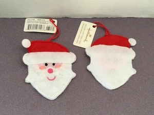 One Hallmark 5" Cabeza de Papá Noel Fieltro Regalo de Vacaciones/Árbol Borde con Mango de Cuerda Nuevo - Imagen 1 de 1