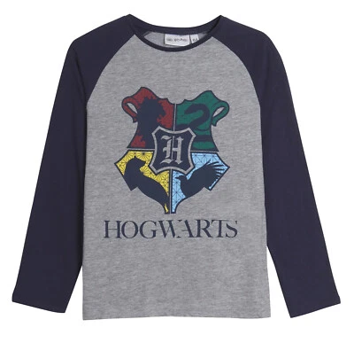 Harry Potter Long Sleeve T-Shirt Kids Hogwarts Crest Tee House Teams Baseball To - Image 1 of 2